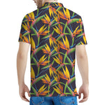 Bird Of Paradise Flower Pattern Print Men's Polo Shirt