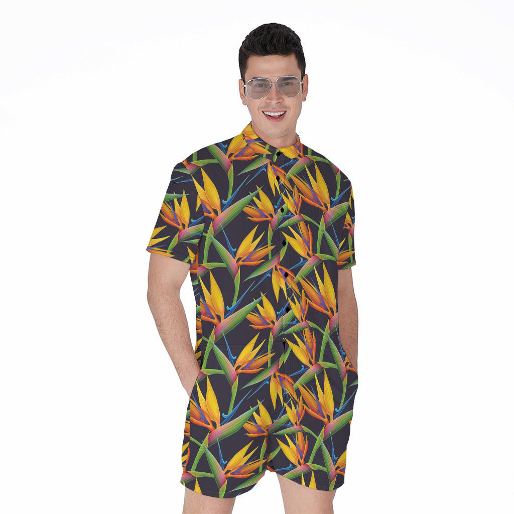 Bird Of Paradise Flower Pattern Print Men's Rompers