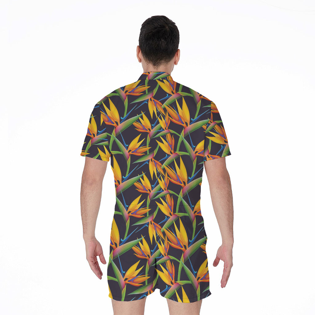 Bird Of Paradise Flower Pattern Print Men's Rompers