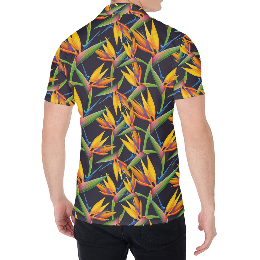 Bird Of Paradise Flower Pattern Print Men's Shirt