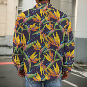 Bird Of Paradise Flower Pattern Print Men's Shirt Jacket