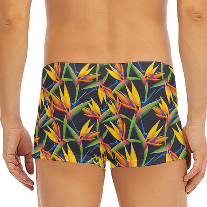 Bird Of Paradise Flower Pattern Print Men's Short Boxer Briefs