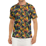 Bird Of Paradise Flower Pattern Print Men's Short Sleeve Rash Guard