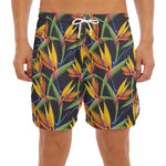 Bird Of Paradise Flower Pattern Print Men's Split Running Shorts