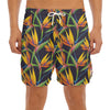 Bird Of Paradise Flower Pattern Print Men's Split Running Shorts