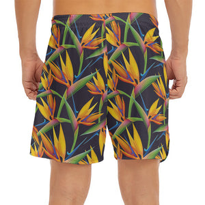 Bird Of Paradise Flower Pattern Print Men's Split Running Shorts