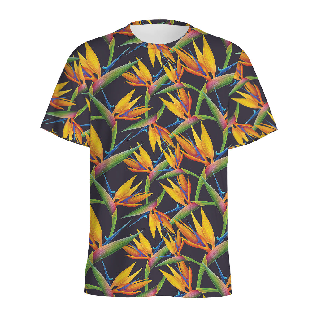 Bird Of Paradise Flower Pattern Print Men's Sports T-Shirt