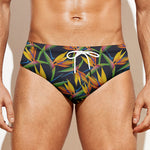 Bird Of Paradise Flower Pattern Print Men's Swim Briefs