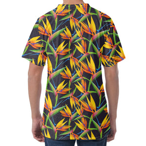 Bird Of Paradise Flower Pattern Print Men's Velvet T-Shirt