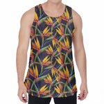 Bird Of Paradise Flower Pattern Print Men's Velvet Tank Top