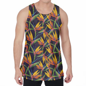 Bird Of Paradise Flower Pattern Print Men's Velvet Tank Top