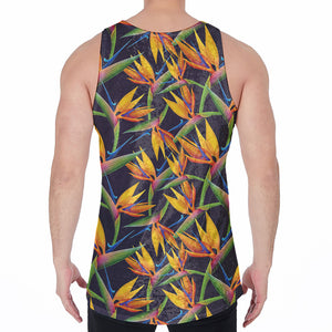 Bird Of Paradise Flower Pattern Print Men's Velvet Tank Top