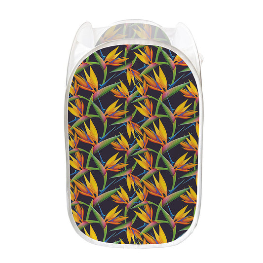 Bird Of Paradise Flower Pattern Print Mesh Laundry Hamper