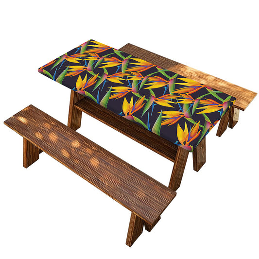 Bird Of Paradise Flower Pattern Print Picnic Table Cover