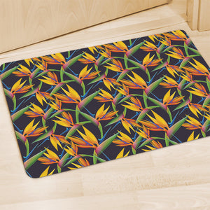 Bird Of Paradise Flower Pattern Print Polyester Doormat
