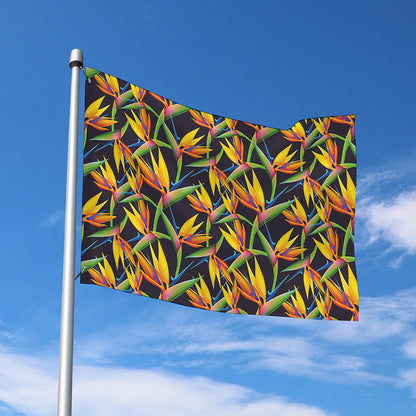 Bird Of Paradise Flower Pattern Print Polyester Flag
