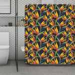 Bird Of Paradise Flower Pattern Print Polyester Shower Curtain