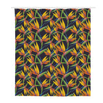 Bird Of Paradise Flower Pattern Print Polyester Shower Curtain