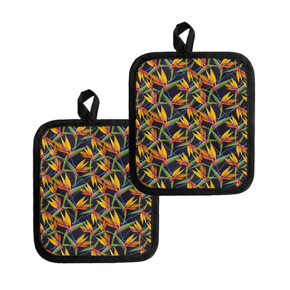 Bird Of Paradise Flower Pattern Print Pot Holders