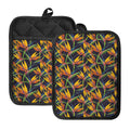 Bird Of Paradise Flower Pattern Print Pot Holders With Pocket