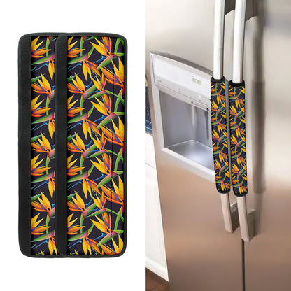 Bird Of Paradise Flower Pattern Print Refrigerator Handle Covers