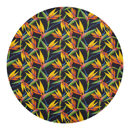 Bird Of Paradise Flower Pattern Print Round Blanket