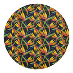Bird Of Paradise Flower Pattern Print Round Blanket