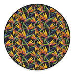 Bird Of Paradise Flower Pattern Print Round Floor Mat