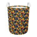 Bird Of Paradise Flower Pattern Print Round Laundry Basket