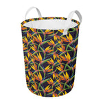 Bird Of Paradise Flower Pattern Print Round Laundry Basket