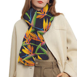 Bird Of Paradise Flower Pattern Print Scarf