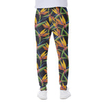 Bird Of Paradise Flower Pattern Print Scuba Joggers