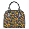 Bird Of Paradise Flower Pattern Print Shoulder Handbag