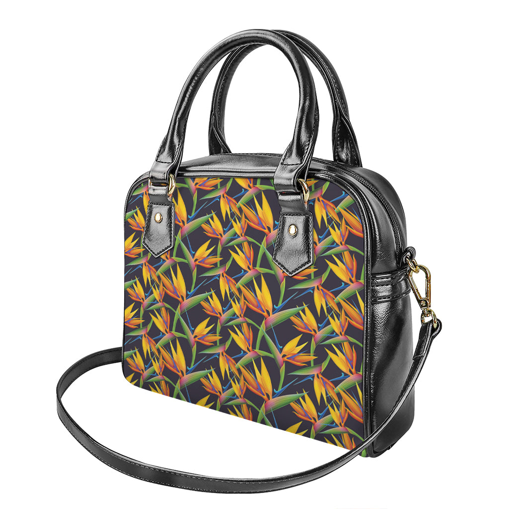 Bird Of Paradise Flower Pattern Print Shoulder Handbag
