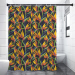 Bird Of Paradise Flower Pattern Print Shower Curtain