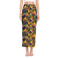 Bird Of Paradise Flower Pattern Print Side Slit Maxi Skirt