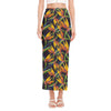 Bird Of Paradise Flower Pattern Print Side Slit Maxi Skirt