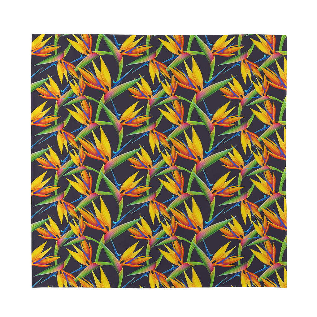 Bird Of Paradise Flower Pattern Print Silk Bandana