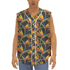 Bird Of Paradise Flower Pattern Print Sleeveless Baseball Jersey