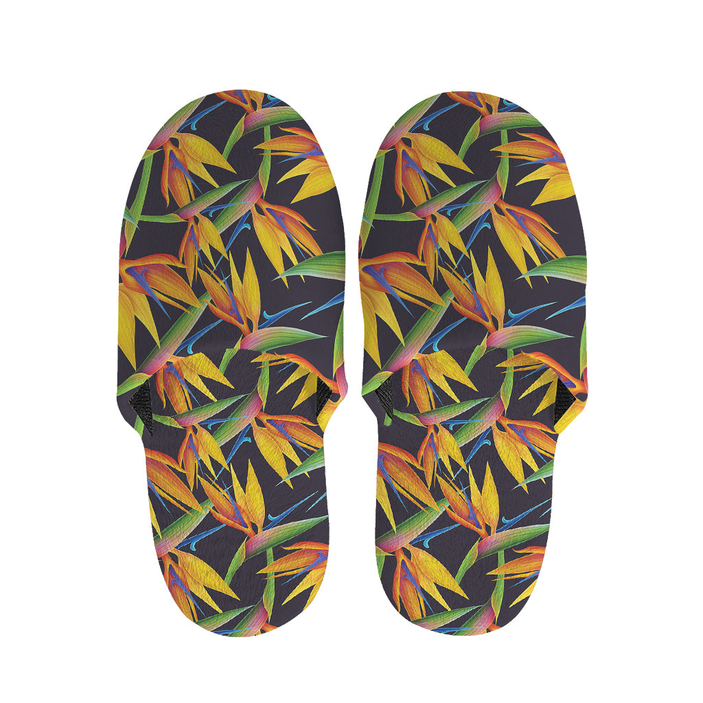 Bird Of Paradise Flower Pattern Print Slippers