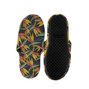 Bird Of Paradise Flower Pattern Print Slippers