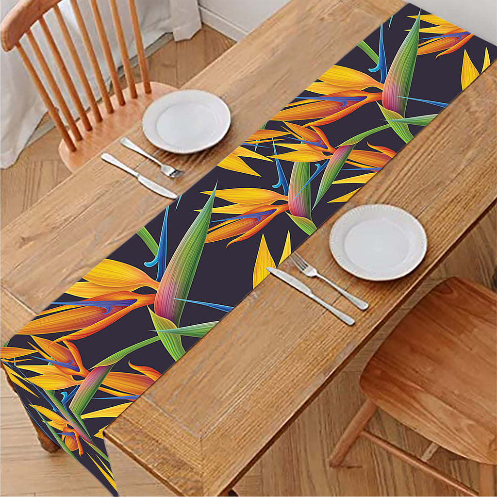 Bird Of Paradise Flower Pattern Print Table Runner