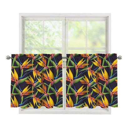Bird Of Paradise Flower Pattern Print Tier Curtains