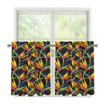 Bird Of Paradise Flower Pattern Print Tier Curtains