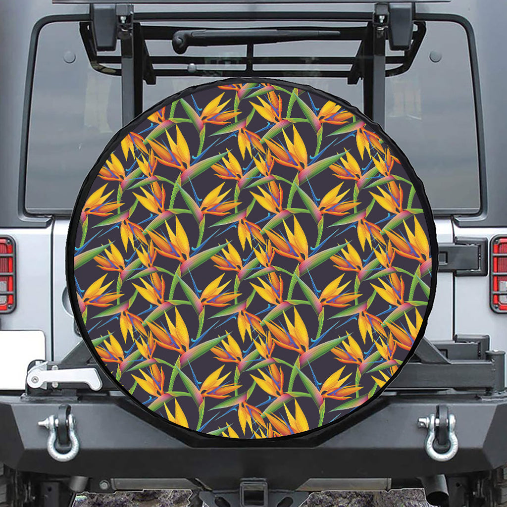 Bird Of Paradise Flower Pattern Print Tire Cover