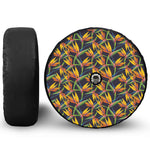 Bird Of Paradise Flower Pattern Print Tire Cover With Camera Hole