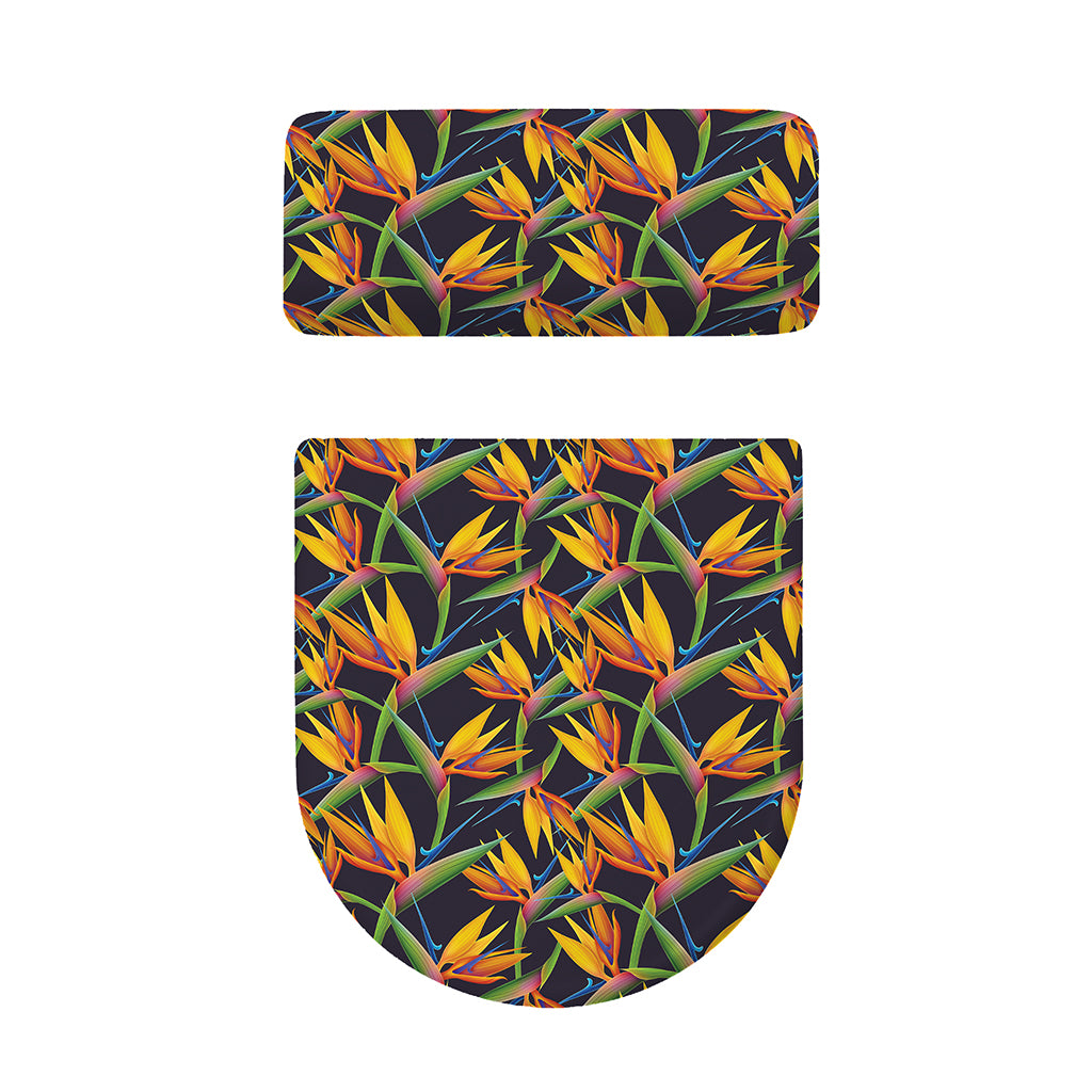Bird Of Paradise Flower Pattern Print Toilet Lid And Tank Cover Set