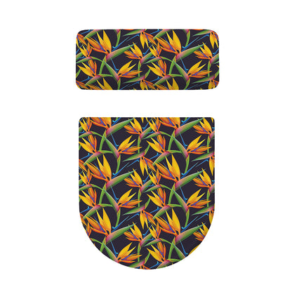 Bird Of Paradise Flower Pattern Print Toilet Lid And Tank Cover Set