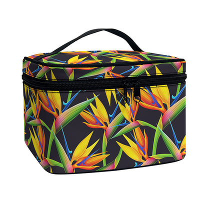 Bird Of Paradise Flower Pattern Print Travel Makeup Bag