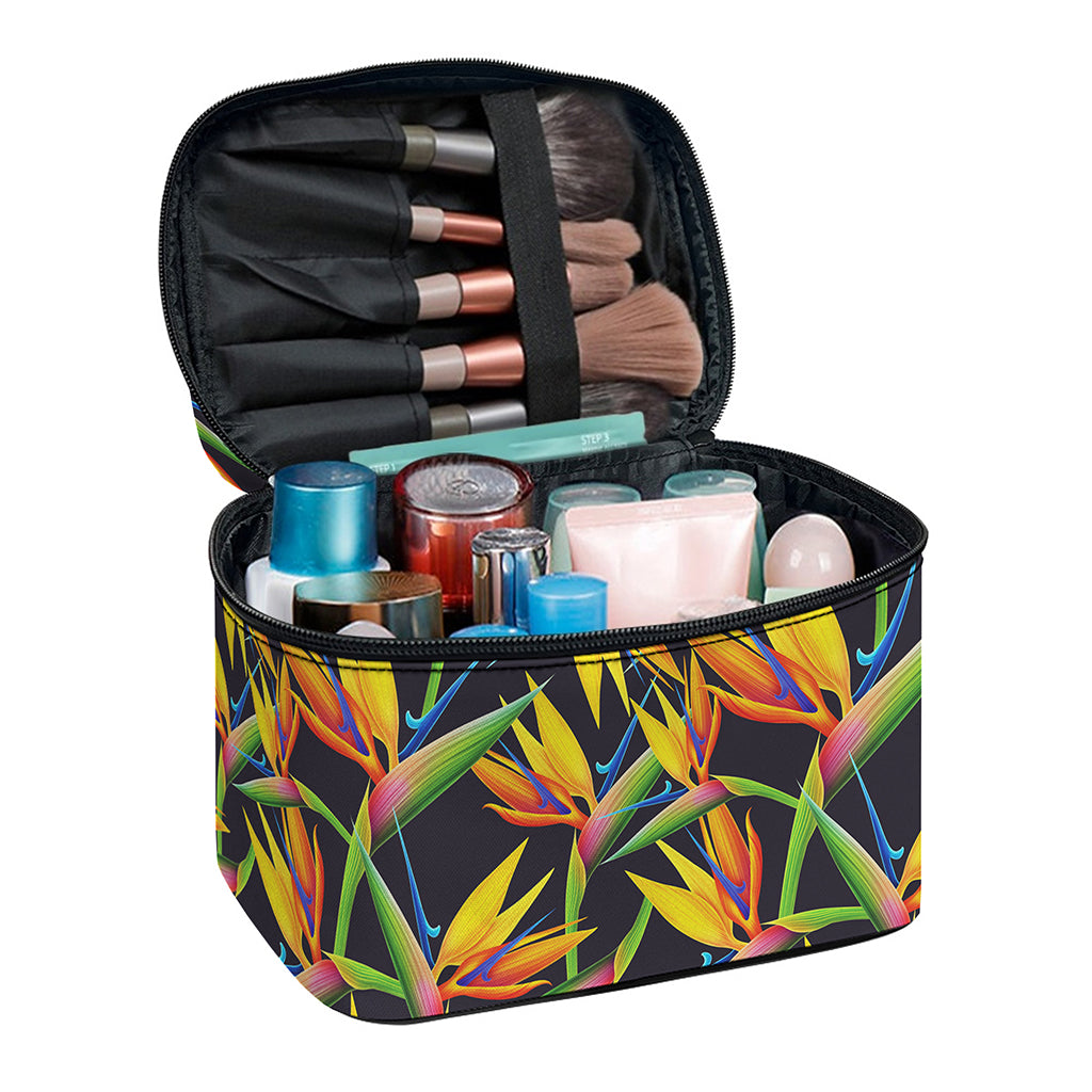 Bird Of Paradise Flower Pattern Print Travel Makeup Bag